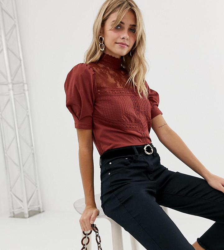 Miss Selfridge Victoriana Top In Rust
