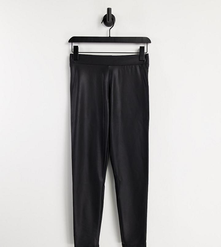 New Look Petite Wet-look Leggings In Black