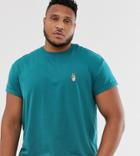 New Look Plus T-shirt With Peace Embroidery In Teal - Green