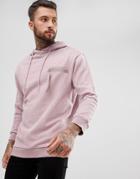 Dead Vintage Longline Hoodie With Strap Zip Pocket - Pink