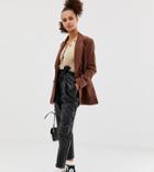 New Look Pu Tie Waist Pants In Black