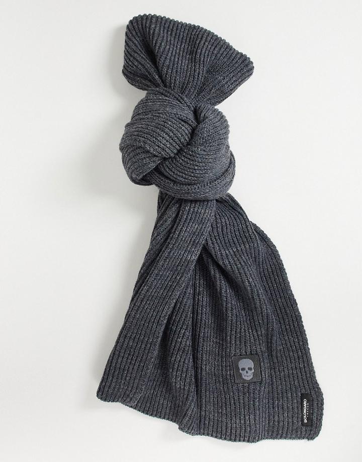 Bolongaro Trevor Ribbed Knitted Scarf In Charcoal-gray