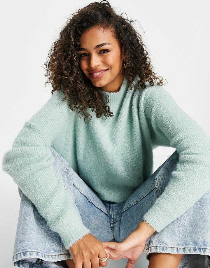 Miss Selfridge Sage Lash Knit Funnel Neck Sweater-green