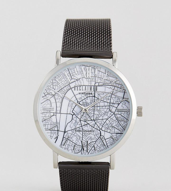 Reclaimed Vintage Inspired London Map Mesh Watch In Black Exclusive To Asos - Black