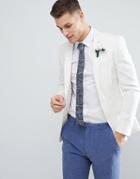 Asos Design Super Skinny Blazer In White Linen - White
