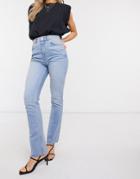 Asos Design High Rise '70s Stretch Flare Jeans In Lightwash-blue