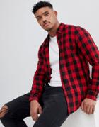 Pull & Bear Regular Fit Shirt In Red Check - Red