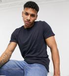 Brave Soul Tall Raw Edge T-shirt In Navy