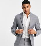 New Look Skinny Suit Jacket In Mid Gray