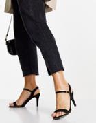 Truffle Collection Mid Heel Barely There Sandals In Black