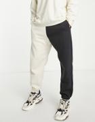 Hollister Vintage Spliced Color Block Sweatpants In Cream/navy-white