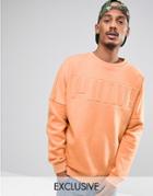 Puma Oversized Crew Sweatshirt In Orange Exclusive To Asos - Orange