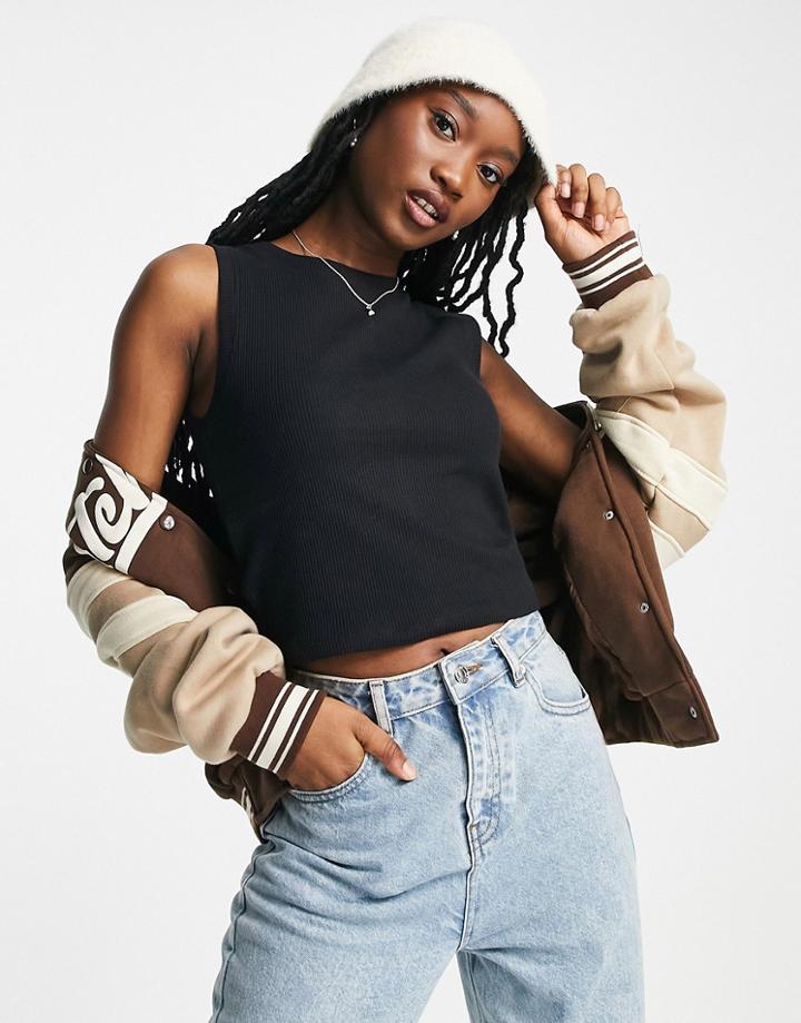 Asos Design Tank Top In Waffle In Black