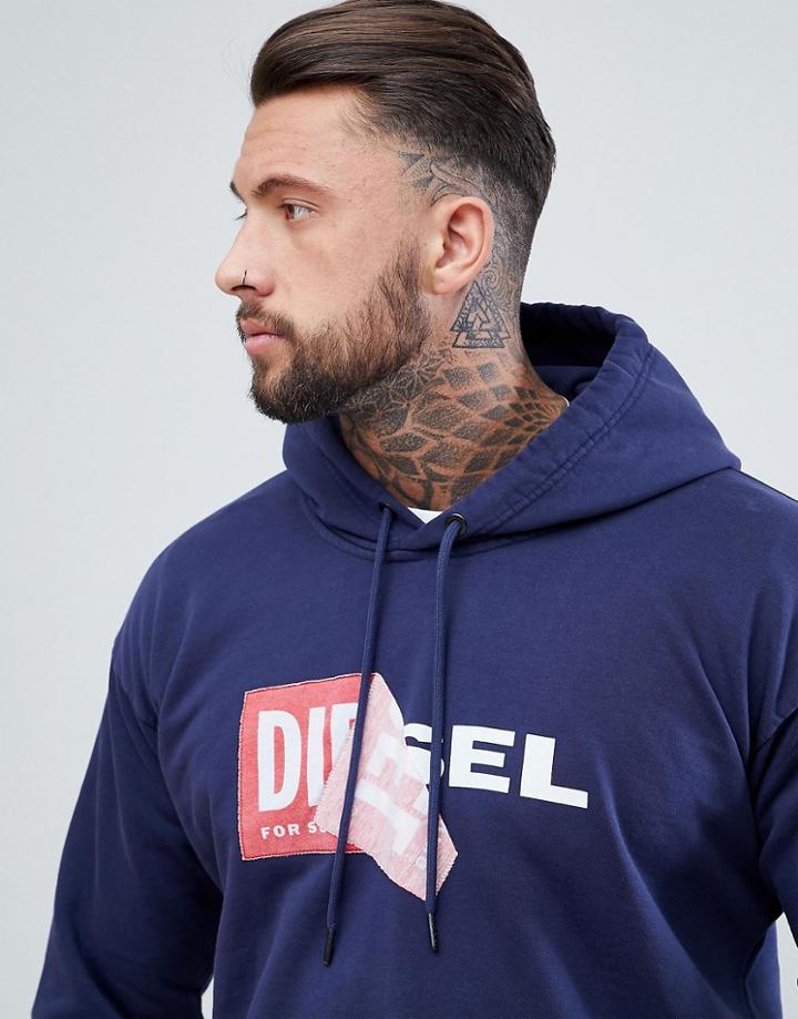 Diesel S-alby Logo Hoodie - Navy
