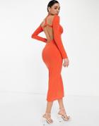 Ei8th Hour Body-conscious Maxi Dress With Low Back In Rust-orange