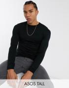 Asos Design Tall Knitted Muscle Fit Sweater In Black
