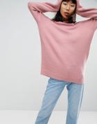Asos Sweater In Oversized With Crew Neck - Pink