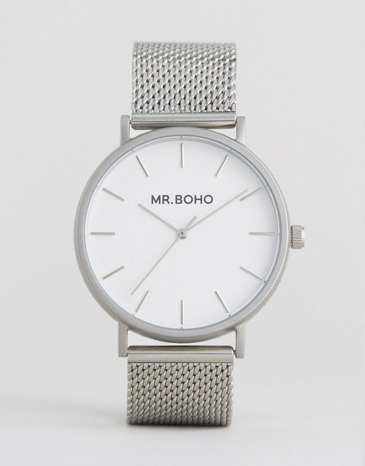 Mr Boho Mesh Strap Watch In Silver - Silver