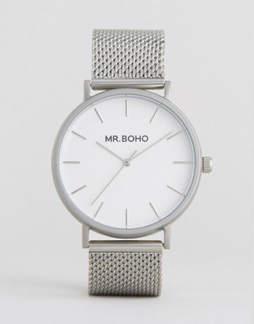 Mr Boho Mesh Strap Watch In Silver - Silver
