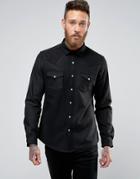Asos Wool Western Shirt In Regular Fit - Black