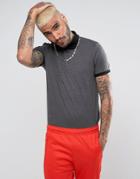 Asos Polo Shirt With Contrast Rib And Cuff In Gray - Gray