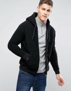 Brave Soul Zip Through Borg Hoodie - Black