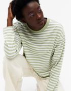 Monki Maja Organic Blend Cotton Long Sleeve T-shirt In Green Stripe