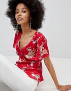 New Look Eastern Print Blouse - Red