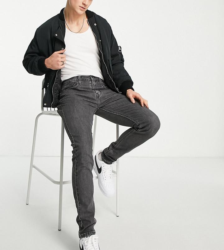 Levi's X Asos Exclusive 512 Slim Tapered Jeans In Black Wash With Knee Abrasions-gray