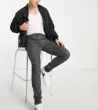 Levi's X Asos Exclusive 512 Slim Tapered Jeans In Black Wash With Knee Abrasions-gray