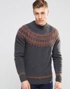 Bellfield Fairisle Knitted Sweater - Gray