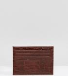 Heart & Dagger Croc Faux Leather Card Holder - Brown