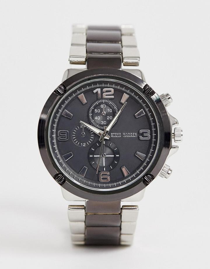 Steve Madden Mens Gunmetal Two Tone Watch With Black Dial - Black