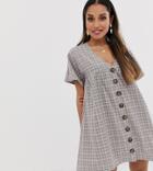 Boohoo Petite Exclusive Smock Dress In Check - Multi