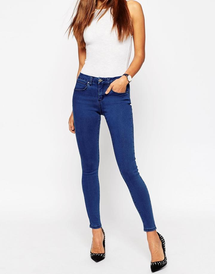 Asos 'sculpt Me' Premium Jeans In Diara Rich Blue Wash - Midwash Blue