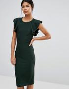 Y.a.s Alice Midi Dress With Frill Sleeves - Green