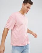 Jack & Jones Originals Drop Shoulder T-shirt In Overdye Wash - Pink