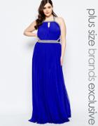 Forever Unique Plus Embellished Maxi Dress With Keyhole Detail - Blue