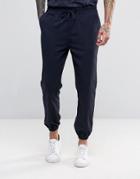 Pull & Bear Cuffed Pants With Check Print In Navy - Navy