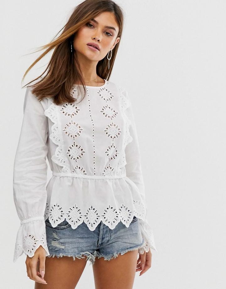 Vero Moda Embroidered Cotton Top - White