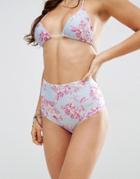 Asos Mix And Match Posy Floral Print High Waist Bikini Bottom - Posy Floral