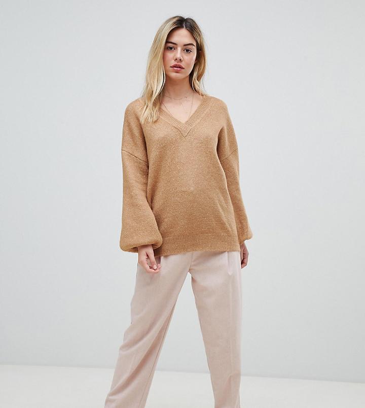 Micha Lounge Relaxed V-neck Sweater-beige