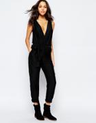 Sessun Sleeveless Jumpsuit In Black - Black