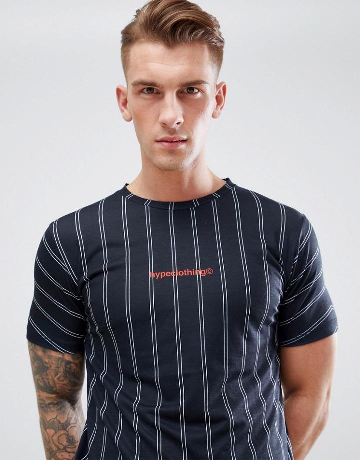 Hype T-shirt In Pinstripe - Black