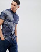 Jack & Jones Premium Short Sleeve Shirt With Hawaiian Print - Navy