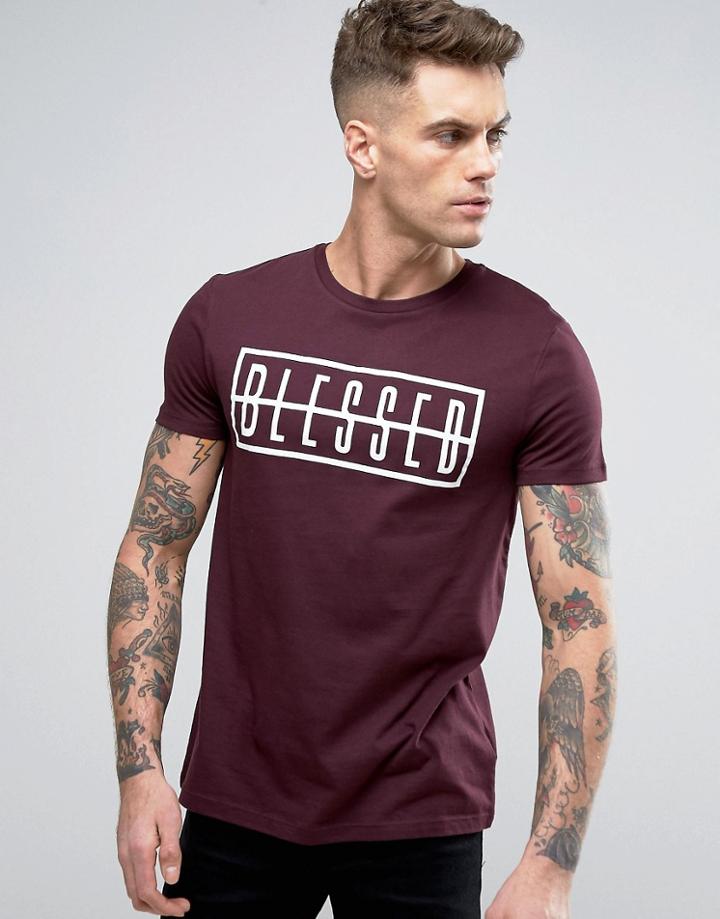 Asos T-shirt With Blessed Print - Red