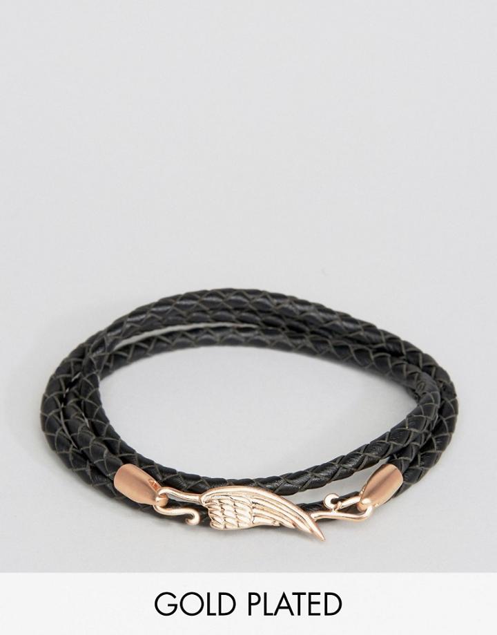 Simon Carter Leather Wing Bracelet - Black