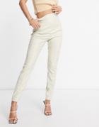 Missguided Faux Leather Legging In Stone-neutral