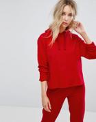 Asos Lounge Raw Edge Hoodie - Red