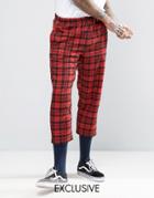 Reclaimed Vintage Inspired Relaxed Pants In Check - Red